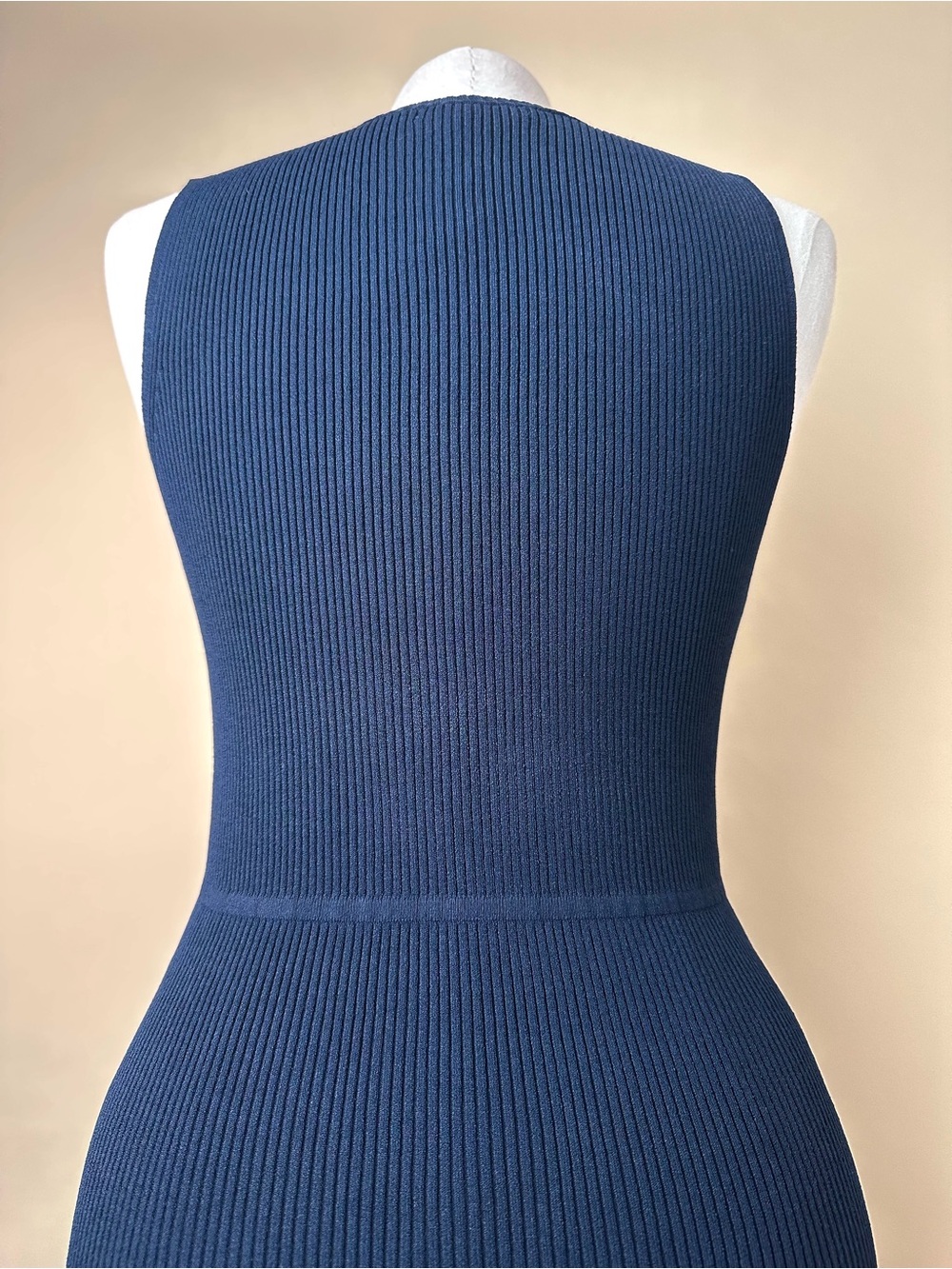 Banana Republic NWT Ribbed Knit Midi Dress Navy Sleeveless Size M - Picture 5 of 8